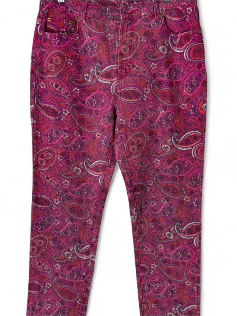 Pink Paisley Stretch Skinny Jeans Pants Size 12